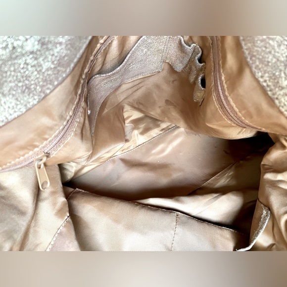 Large Distressed Leather Gold Hobo with Studded Leather Handle - Picture 9 of 14